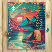 Vintages Rosa und Aquamarines Camping