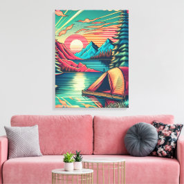 Vintages Rosa und Aquamarines Camping Leinwanddruck