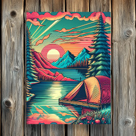 Vintages Rosa und Aquamarines Camping Poster