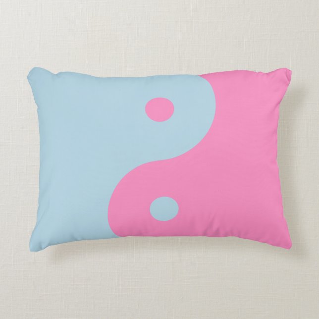 Vintages Rosa und Blau Yang Dekokissen (Vorderseite)
