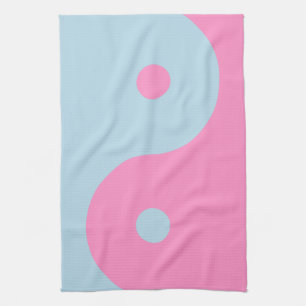 Vintages Rosa und Blau Yang Geschirrtuch