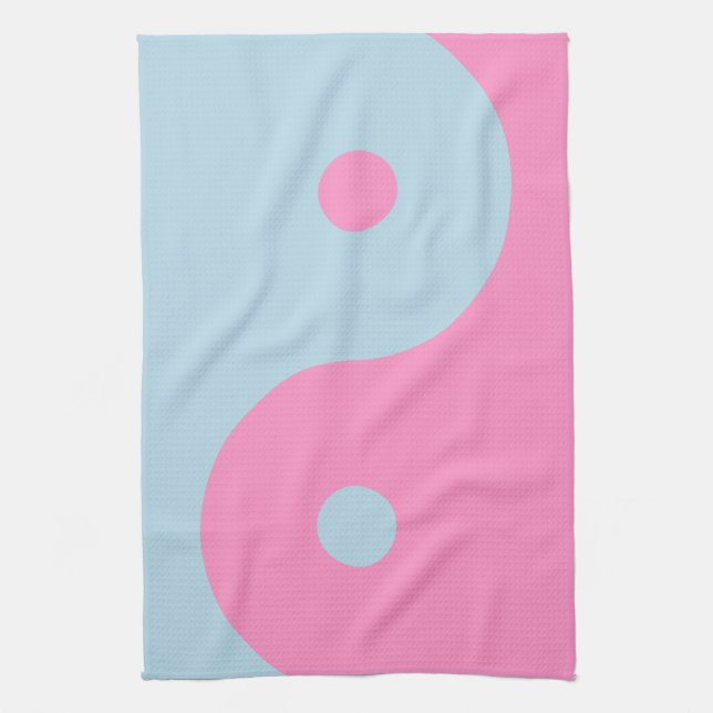 Vintages Rosa und Blau Yang Geschirrtuch (Vertikal)