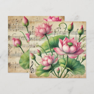 Vintages Rosa und Grün Lotus Scrapbook Einladung