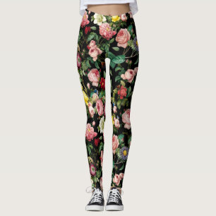 Vintages Rosa und rote Rose Leggings