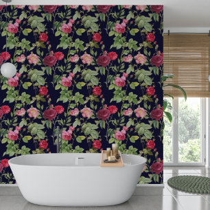 Vintages Rosa und Rote Rosen auf dunkelblau Tapete