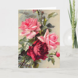 Vintages Rosa und Rote Rosen Grußkarte Karte