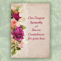 Vintages Rosa und Rote Rosen mit Spitzen-Beileid