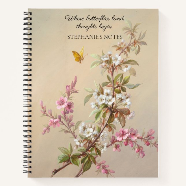 Vintages rosa Weißblütenangebot Notizbuch (Vorderseite)