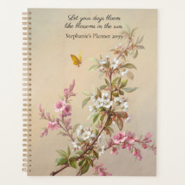 Vintages rosa Weißblütenangebot Planer