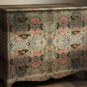 Vintages rosafarbenes Muster auf rustikalem Holz Seidenpapier