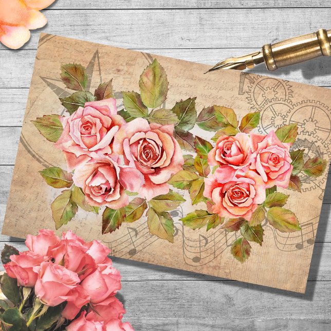 Vintages Rose Bouquet Dekoupage Tissue Paper Seidenpapier (Von Creator hochgeladen)