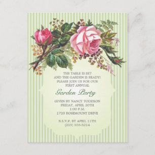 Vintages Rose Bouquet Garden Party Einladung