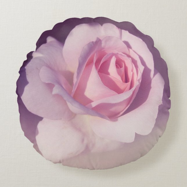Vintages Rosen-Blumen-Rosa-lila Entwurf Rundes Kissen (Vorderseite)