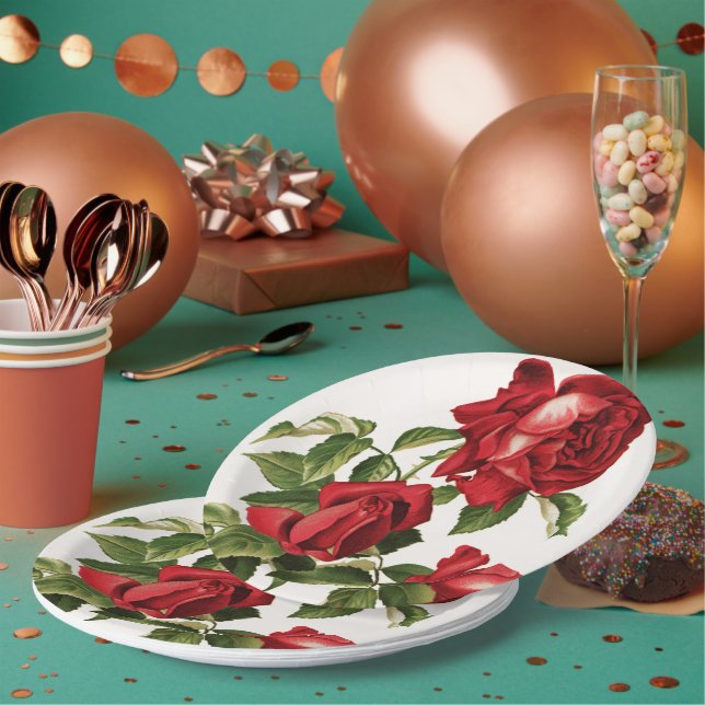 Vintages Rosen-Party Pappteller (Multi)