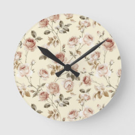 Vintages Rosenmuster Runde Wanduhr