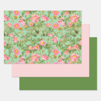 Vintages Rosenpapier Geschenkpapier Set