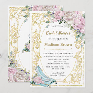Vintages Roses-Gold-Princess-Brautparty Einladung
