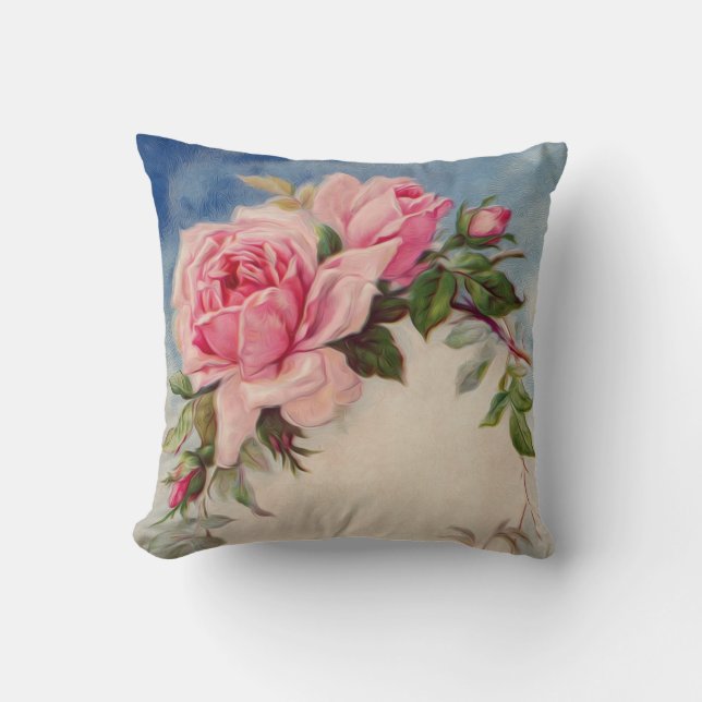Vintages Rosethrow-Kissen Kissen (Vorderseite)
