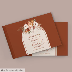 Vintages Rostpampas boho Brautparty Gästebuch