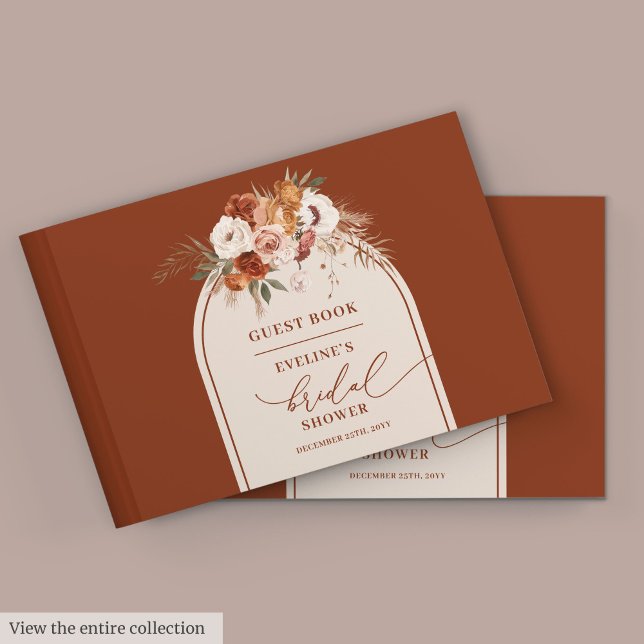 Vintages Rostpampas boho Brautparty Gästebuch (Vintage rust pampas boho bridal shower guest book

)