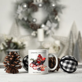 Vintages Rot und Schwarzes Weihnachtslied Kaffeetasse