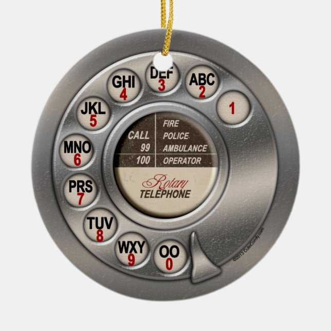 Vintages Rotary Phone Keramik Ornament (Vorne)