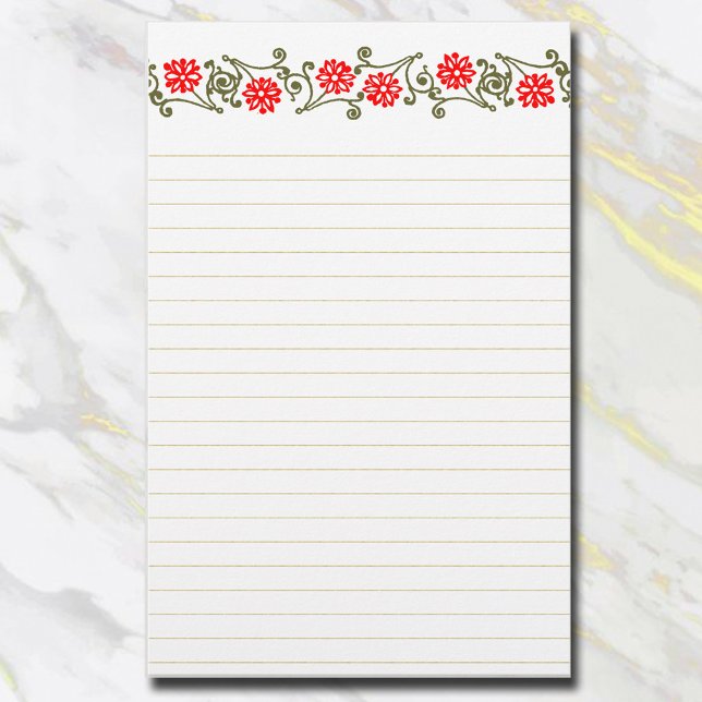 Vintages Rotdaisy und Goldgürtel Lined Stationery Briefpapier (Von Creator hochgeladen)