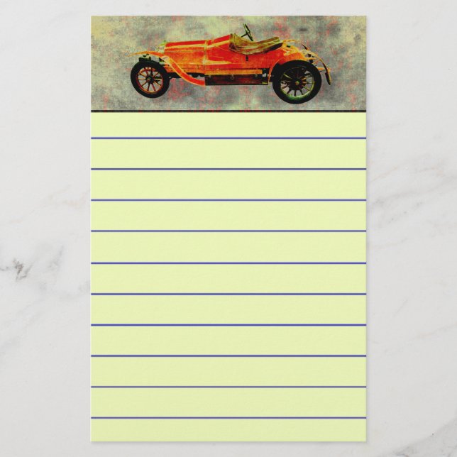 Vintages Rotes Auto Briefpapier (Vorderseite)