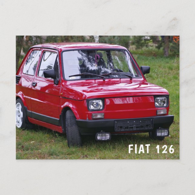 Vintages Rotes Auto | Fiat 126 Postkarte (Vorderseite)