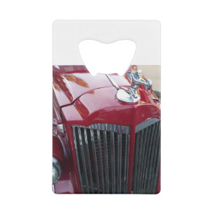 Vintages rotes Auto mit Chromhaube Geldbeutel Flaschenöffner