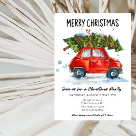 Vintages Rotes Auto mit Geschenken Feierlichkeiten Einladung