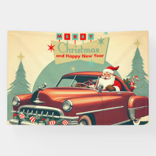 Vintages rotes Auto & Santa Banner