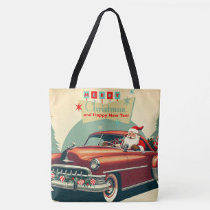 Vintages rotes Auto & Santa Tasche