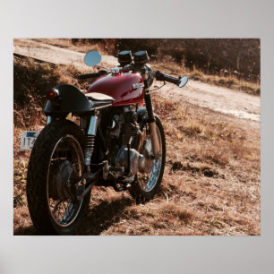 Vintages rotes café Racer-Motorradplakat Poster