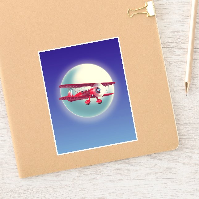 Vintages Rotes Flugzeug Aufkleber (Notizbuch)