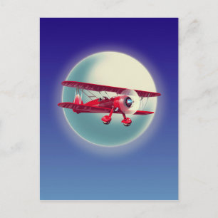Vintages Rotes Flugzeug Postkarte
