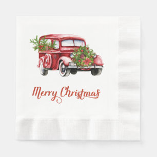 Vintages rotes LKW-Auto-Weihnachtspapierservietten Serviette