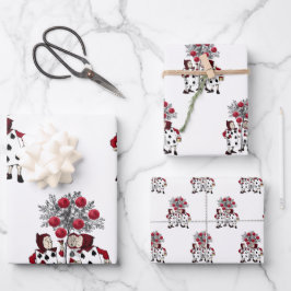 Vintages Rotes Malen der Rose Geschenkpapier Set