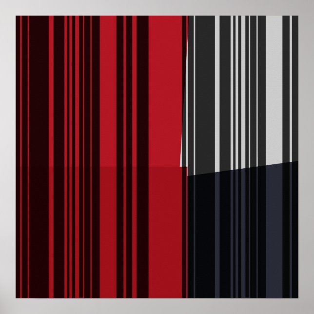 Vintages rotes schwarzes graues Streifen Art Patte Poster (Vorne)
