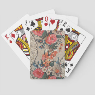 Vintages, rotes, weißes Blume Spielkarten