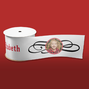 Vintages Rotes weißes Foto Satinband