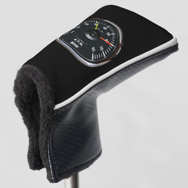 Vintages Round-Analog-Auto-Tachometer Golf Headcover (3/4 Vorderseite)