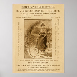 Vintages Rover Safety Bicycle Ad Art Poster