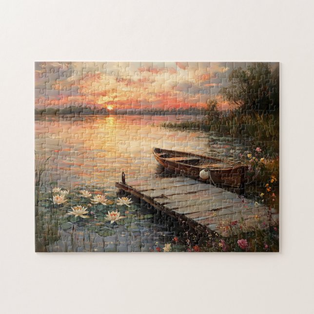 Vintages Rowboat bei Sunset Lake (Horizontal)