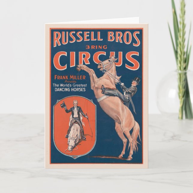 Vintages Russell Brothers Circus Poster. Karte (Vorderseite)