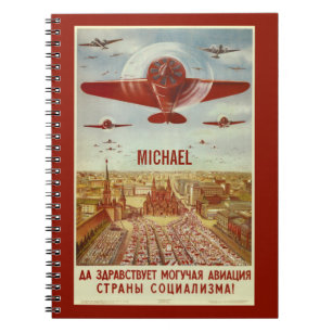 Vintages russisches Luftfahrt-Namenotizbuch Notizblock