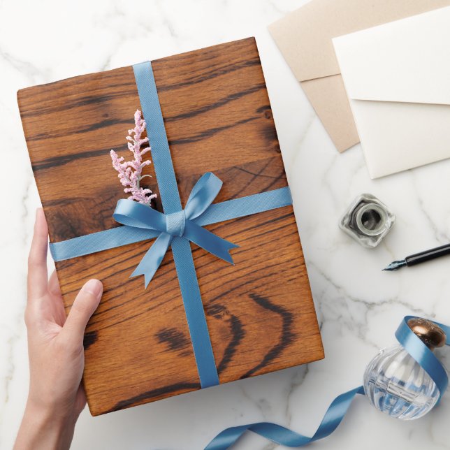 Vintages rustikal-braunes Brennholz Geschenkpapier (Schenken)