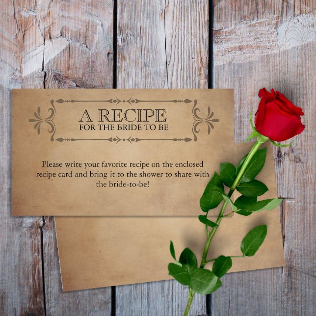 Vintages rustikales altes Rezept für die Braut Begleitkarte (Von Creator hochgeladen)