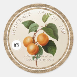 Vintages Rustikales Apricot-Marmelade-personalisie Runder Aufkleber