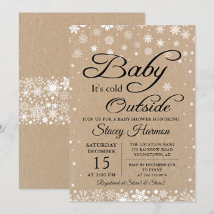 Vintages rustikales Baby mit kalter Außendusche Einladung